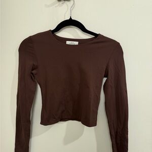 Babaton Brown Cropped Long Sleeve